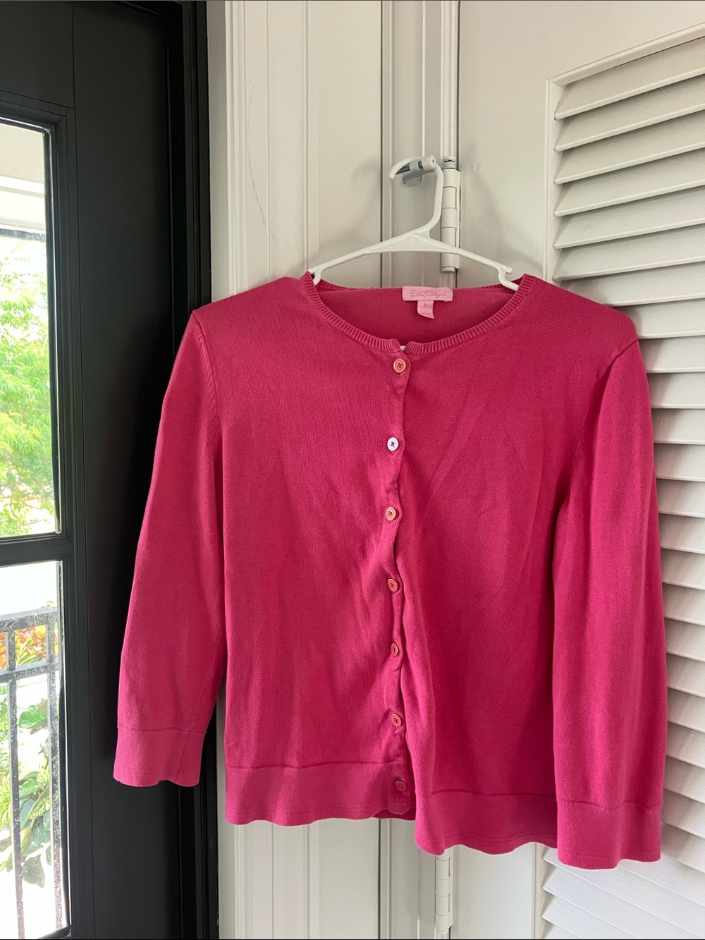 Lilly Pulitzer woman’s Pink Button-Up Crewneck Sweater